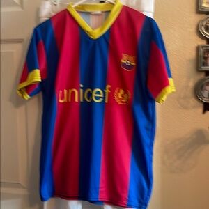 Kids Striped Soccer Jersey - Blue and Red